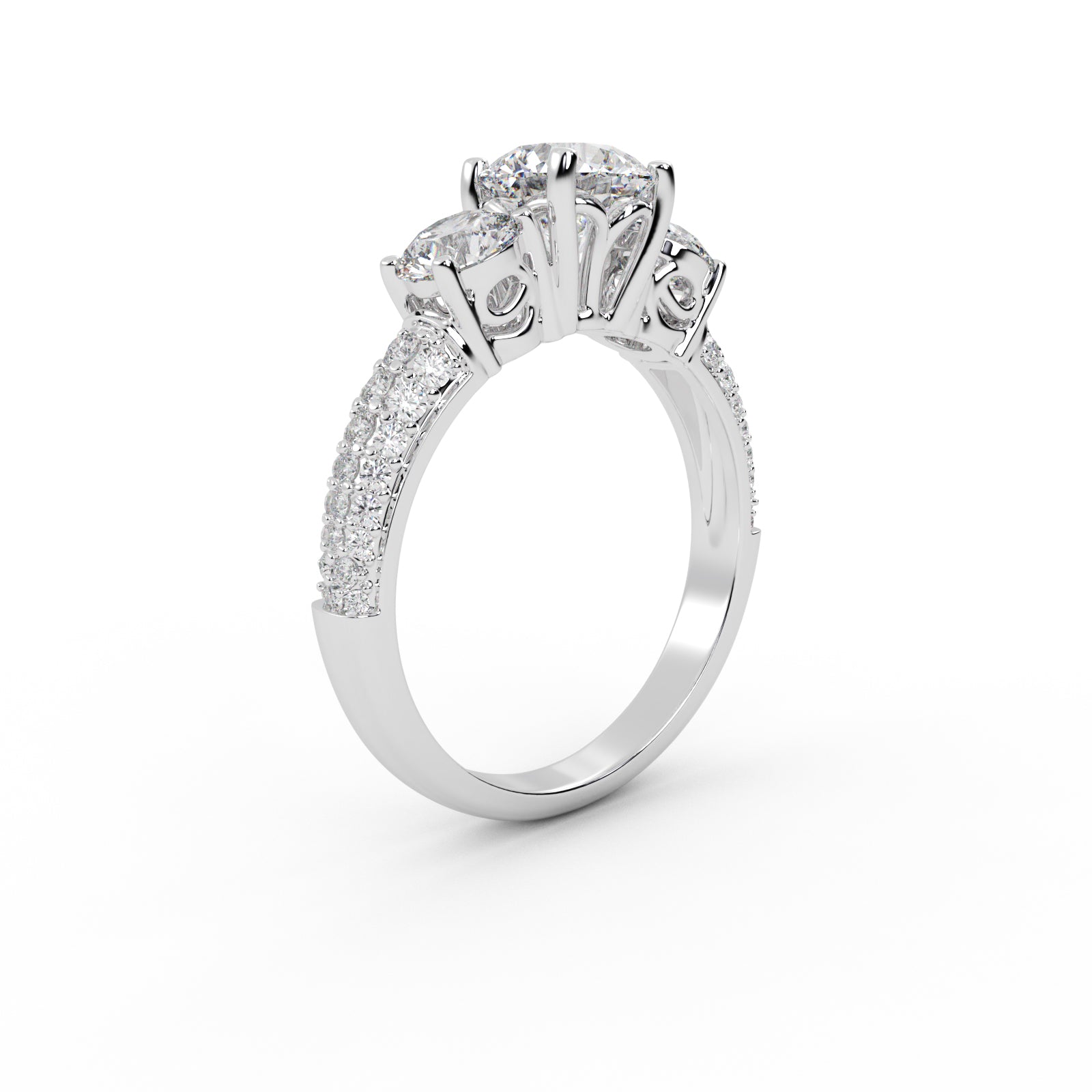 Royal Crown Tri Stone Engagement Ring