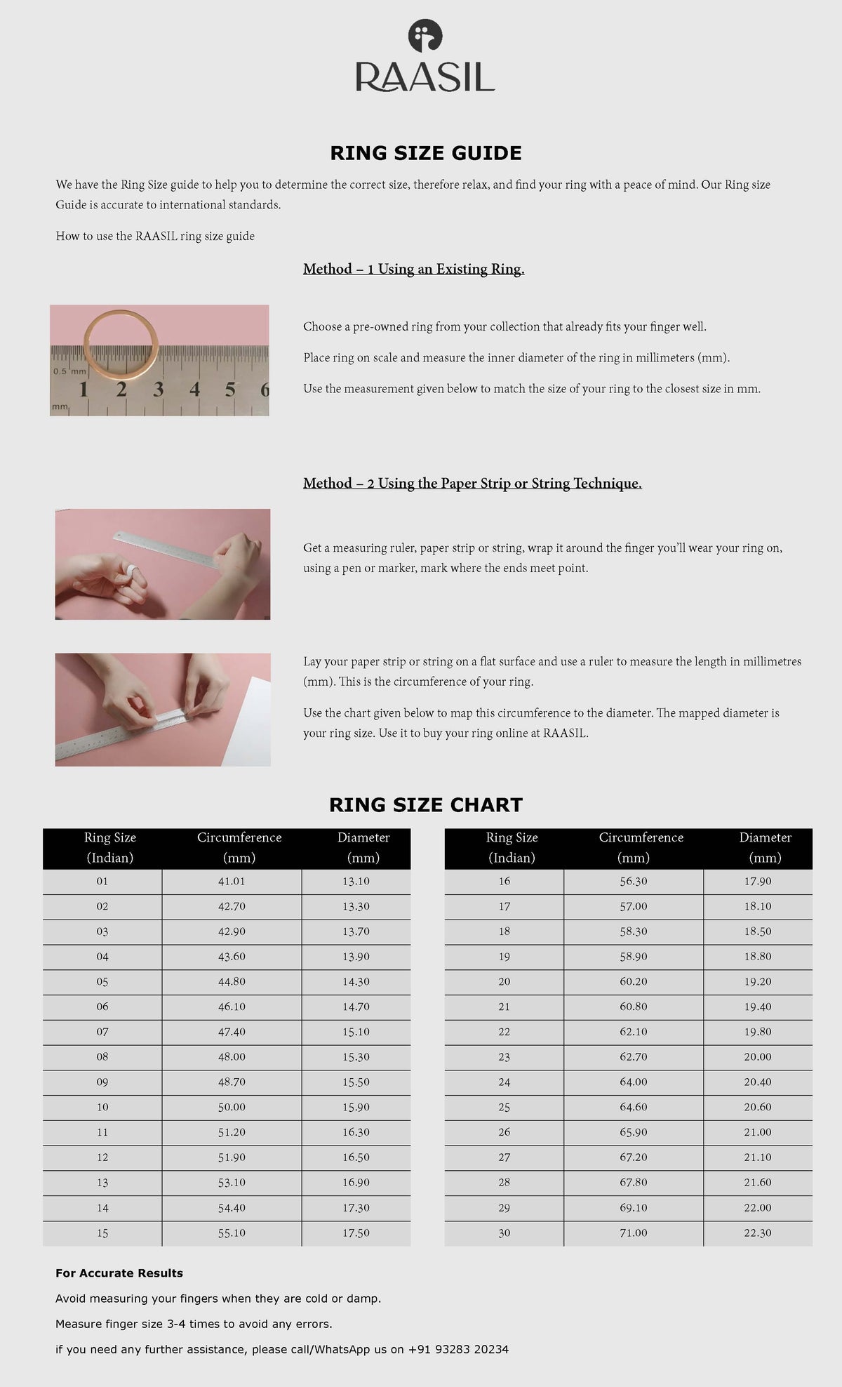 Size chart