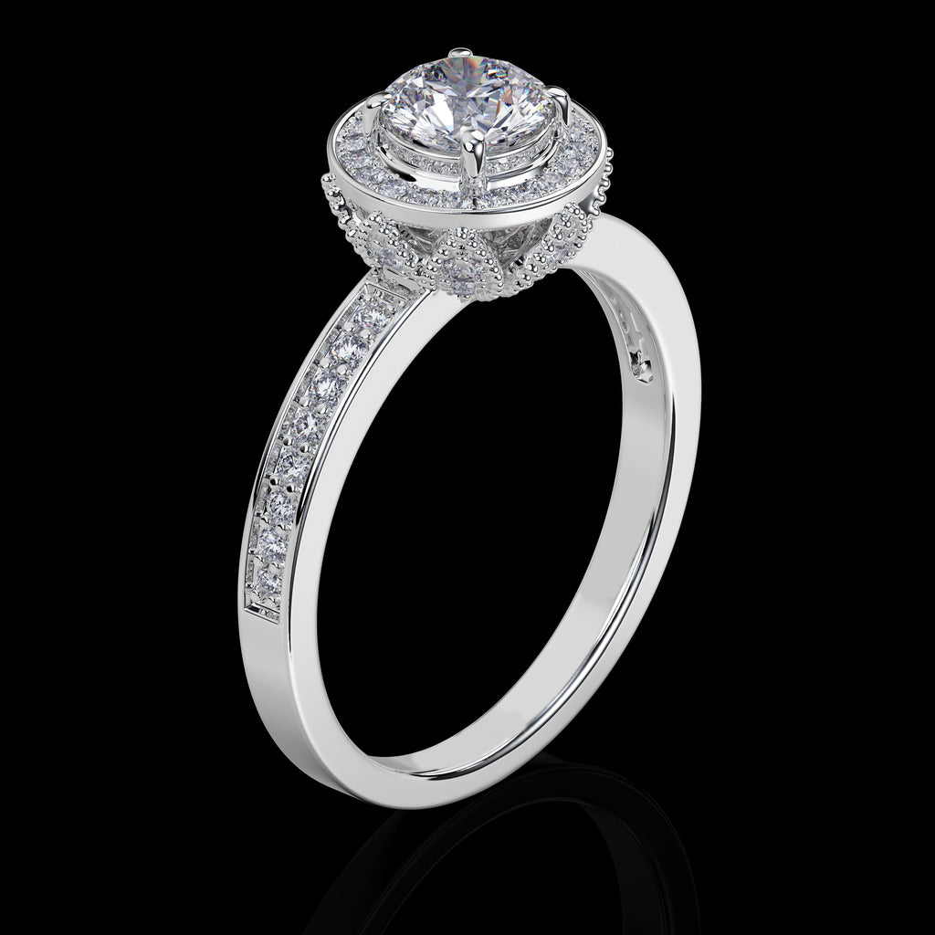 Micro Pave Halo Engagement Ring
