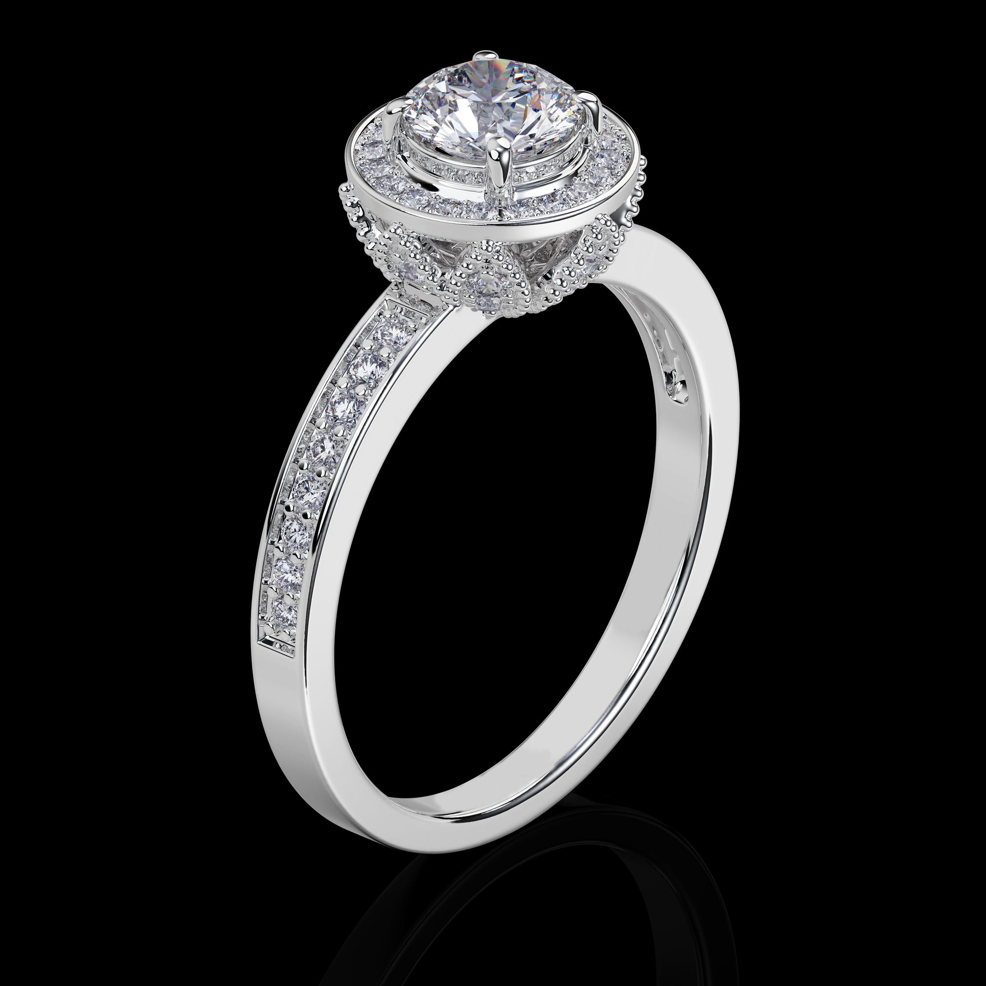 Micro Pave Halo Engagement Ring