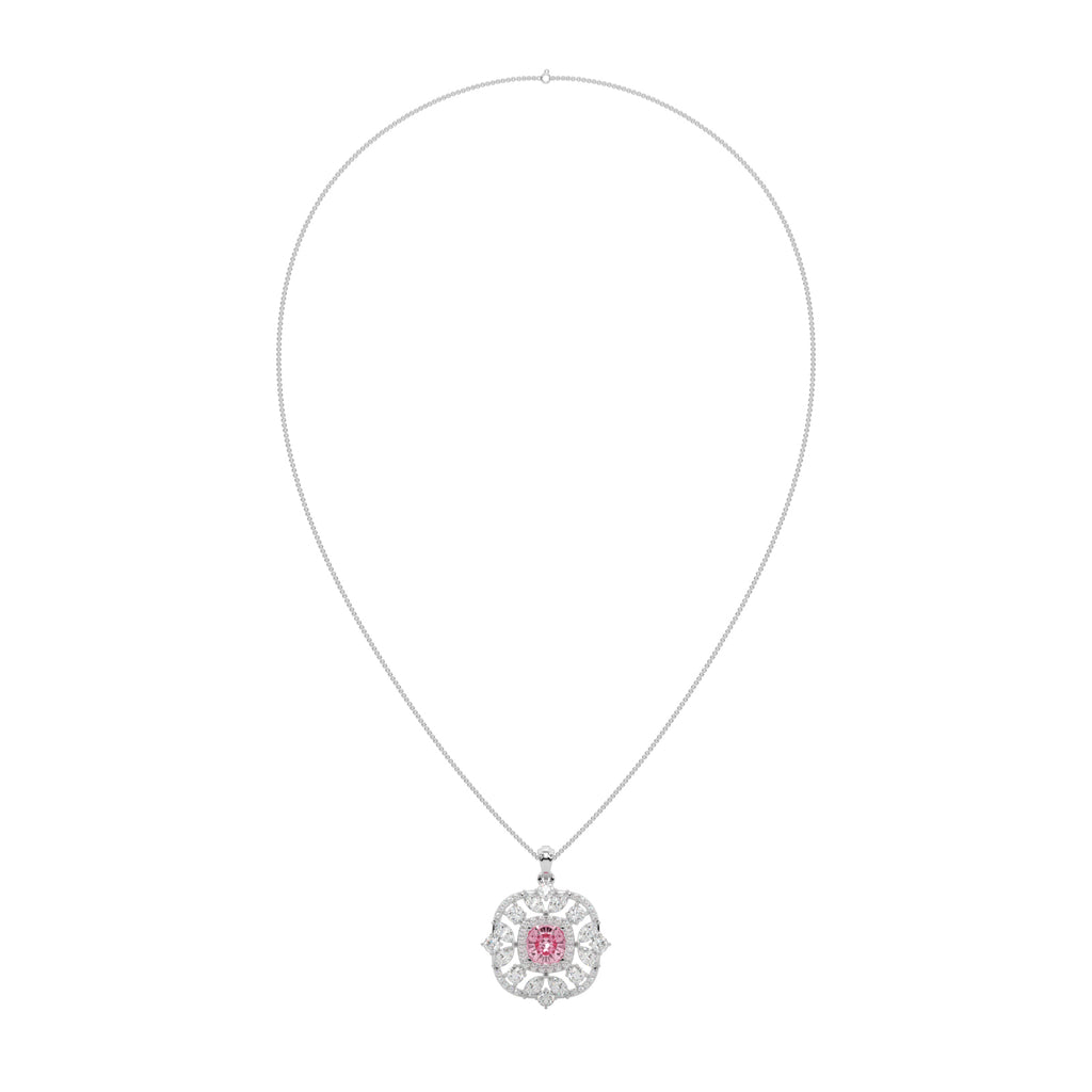 Florine Pink Cushion Solitaire Pendant