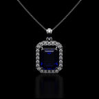 Emerald Cut Blue Sapphire  Pendants