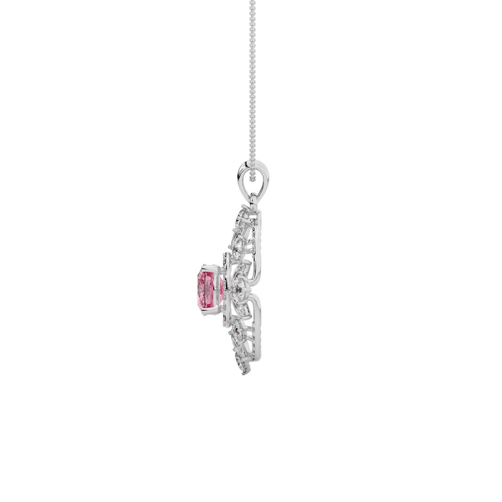 Florine Pink Cushion Solitaire Pendant