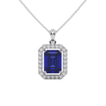 Emerald Cut Blue Sapphire  Pendants
