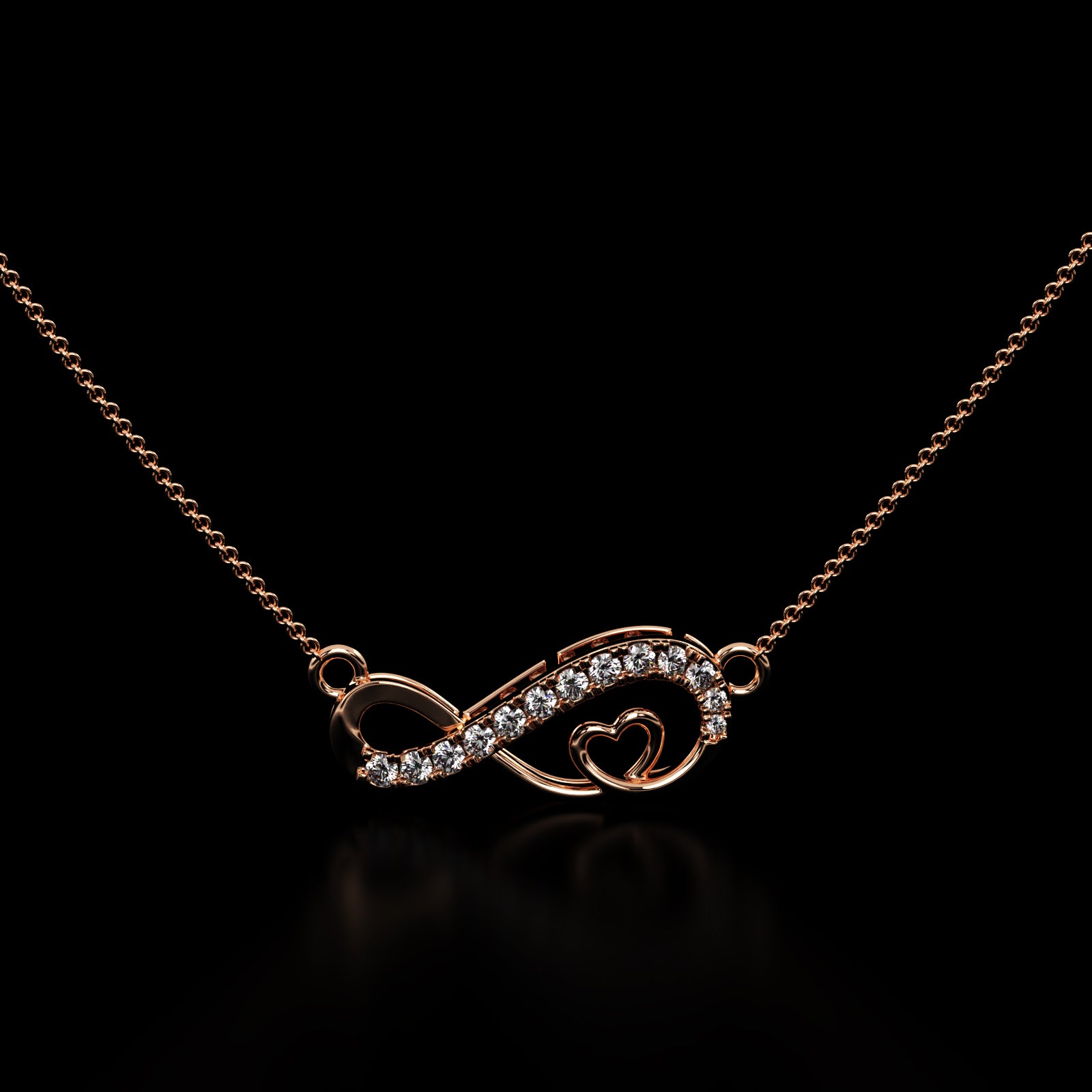 Sparkling Heart Infinity Pendant