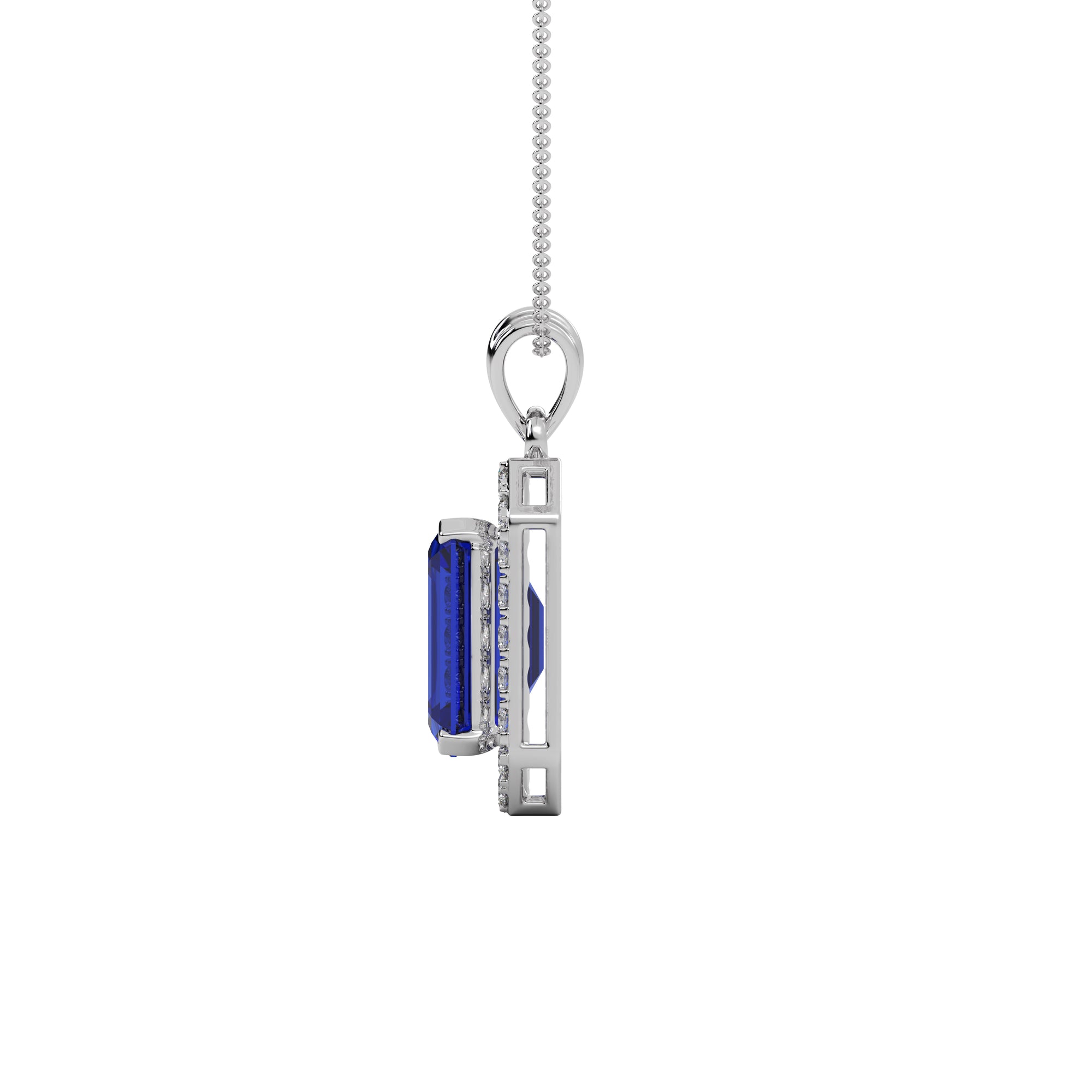 Emerald Cut Blue Sapphire  Pendants