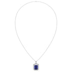 Emerald Cut Blue Sapphire  Pendants