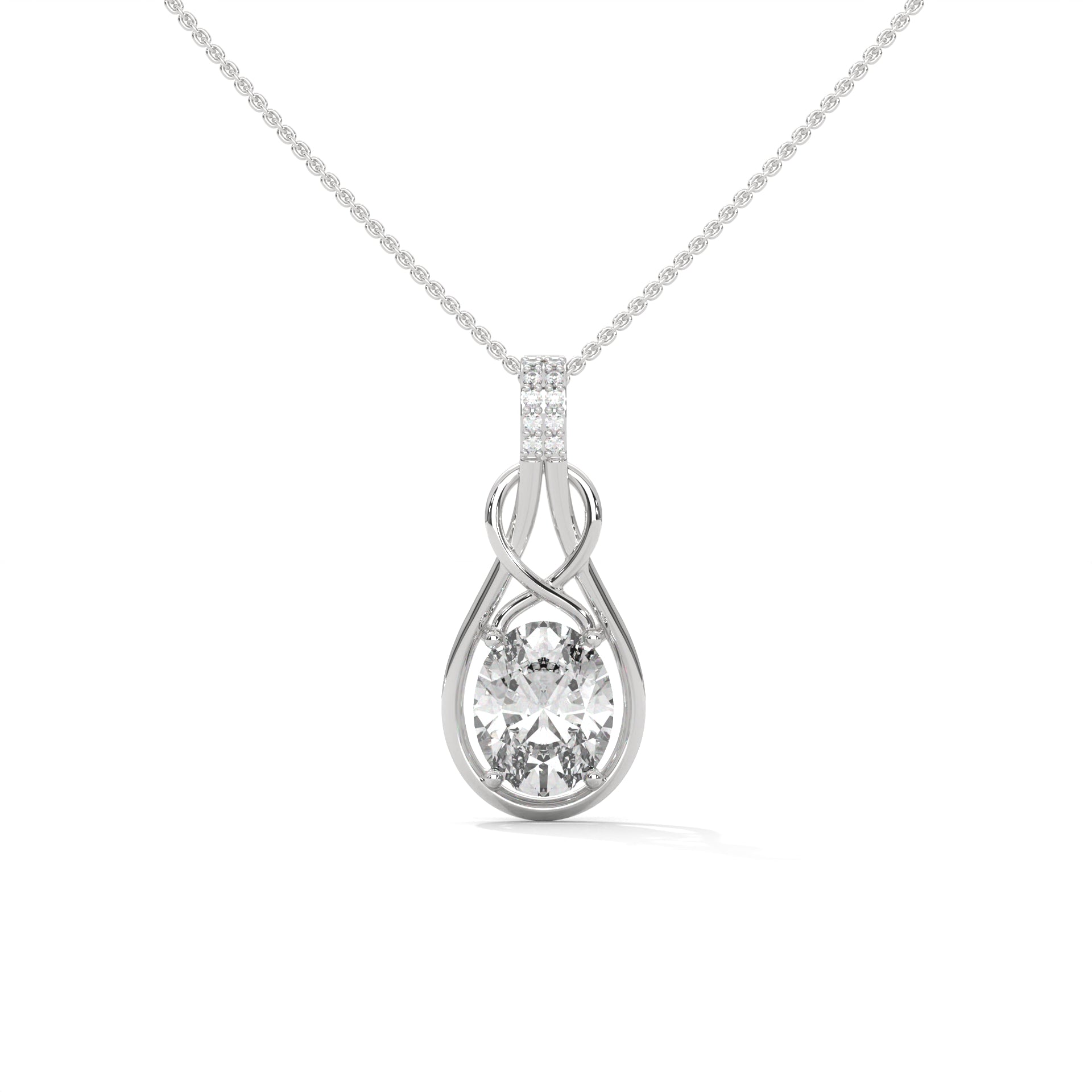 Oval Solitaire Infinity Knot Pendant