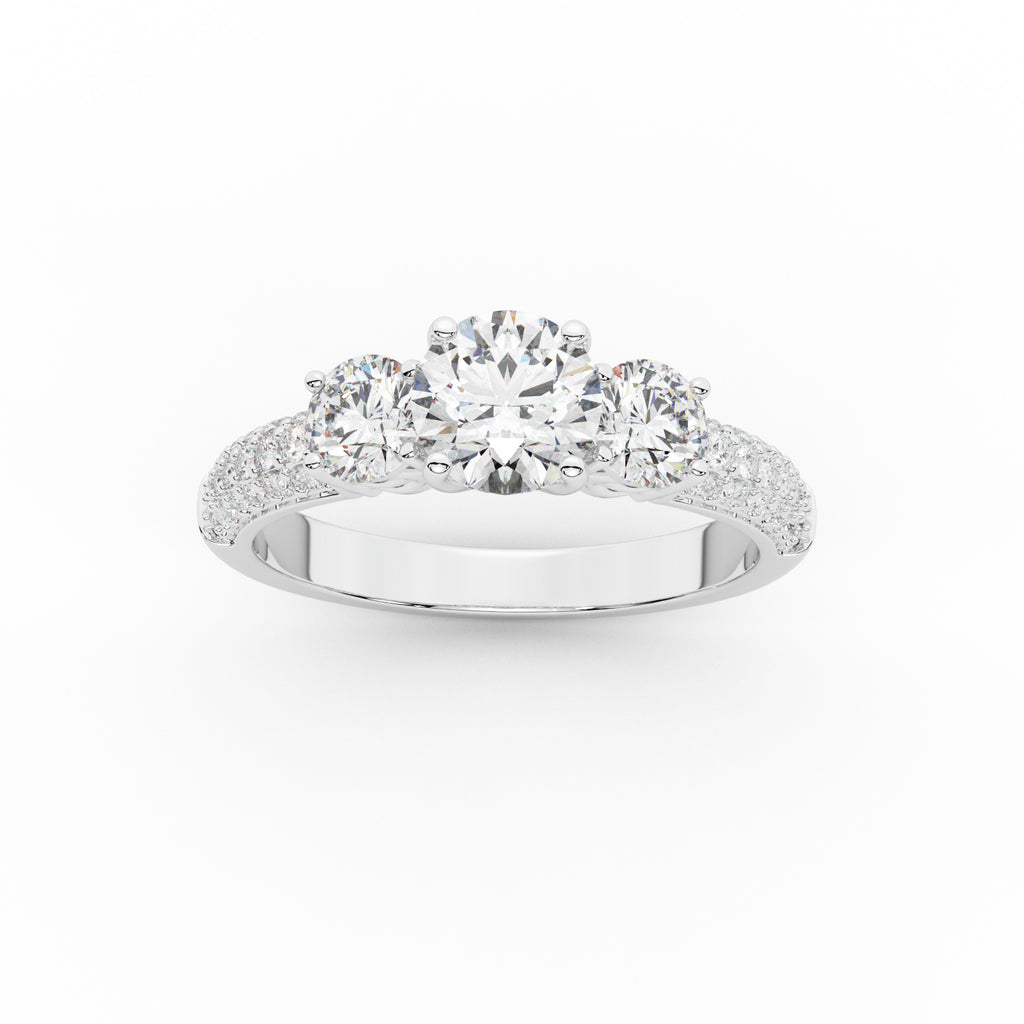 Royal Crown Tri Stone Engagement Ring