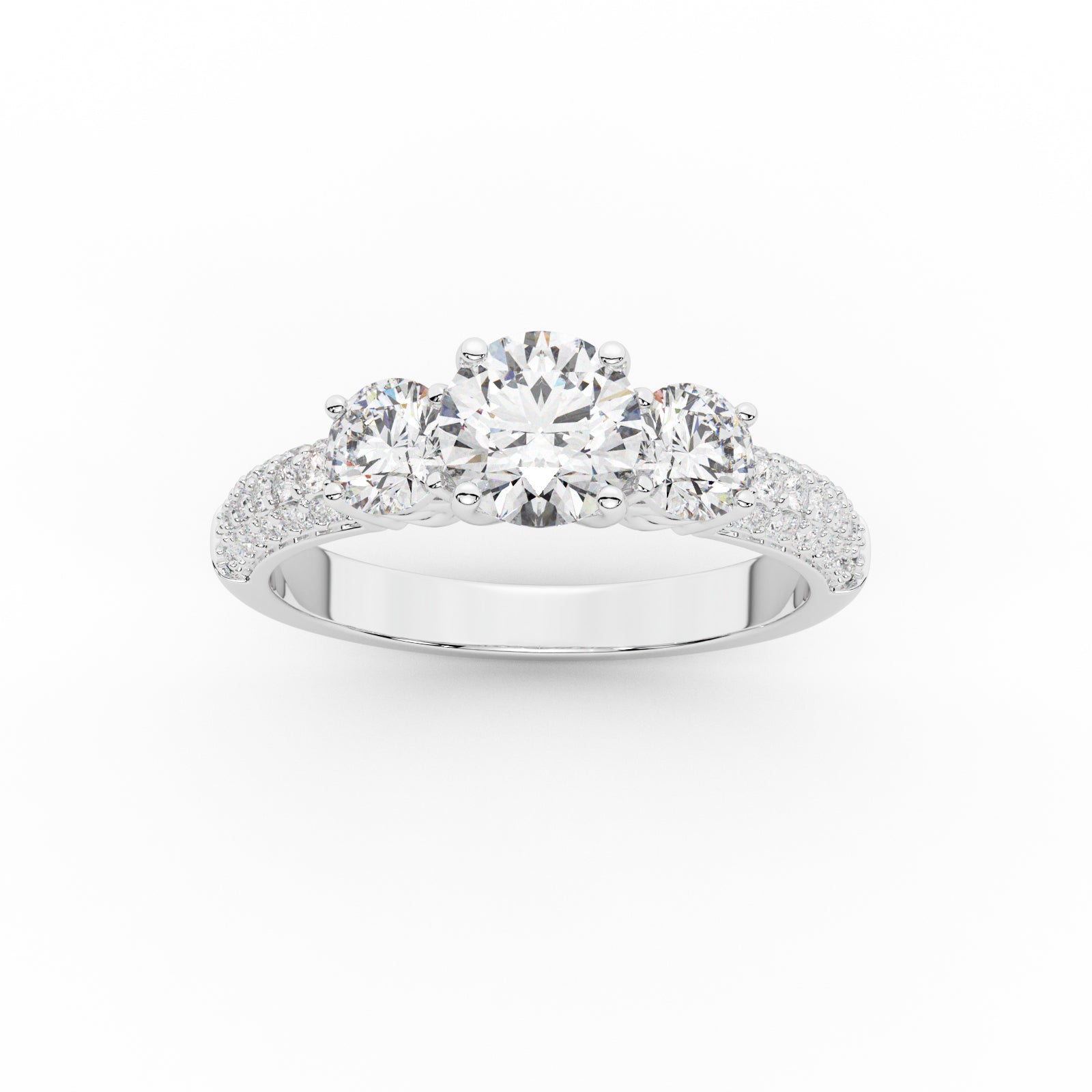 Royal Crown Tri Stone Engagement Ring