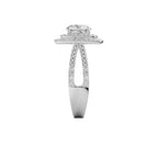 Double Halo Split Shank Engagement Ring