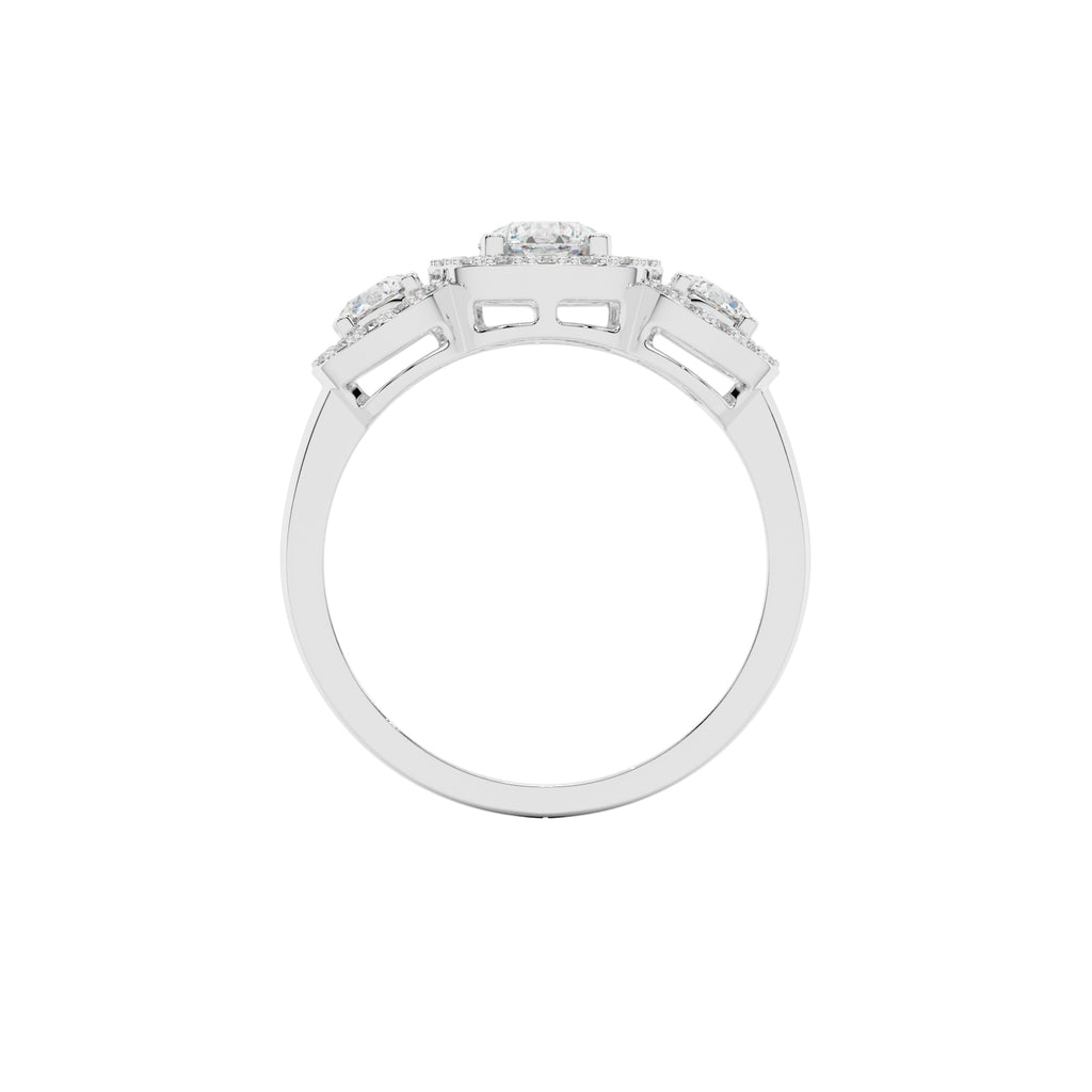 Tri Stone Halo Cocktail Ring