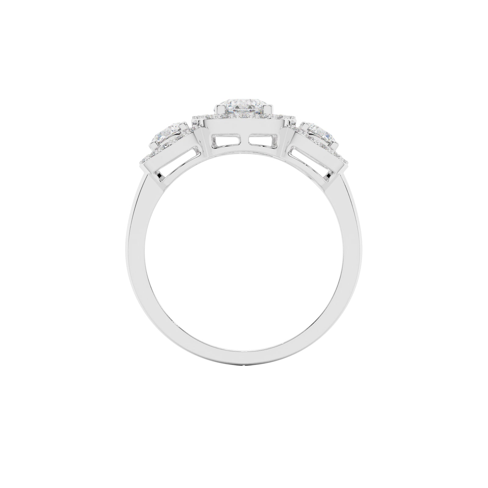 Tri Stone Halo Cocktail Ring