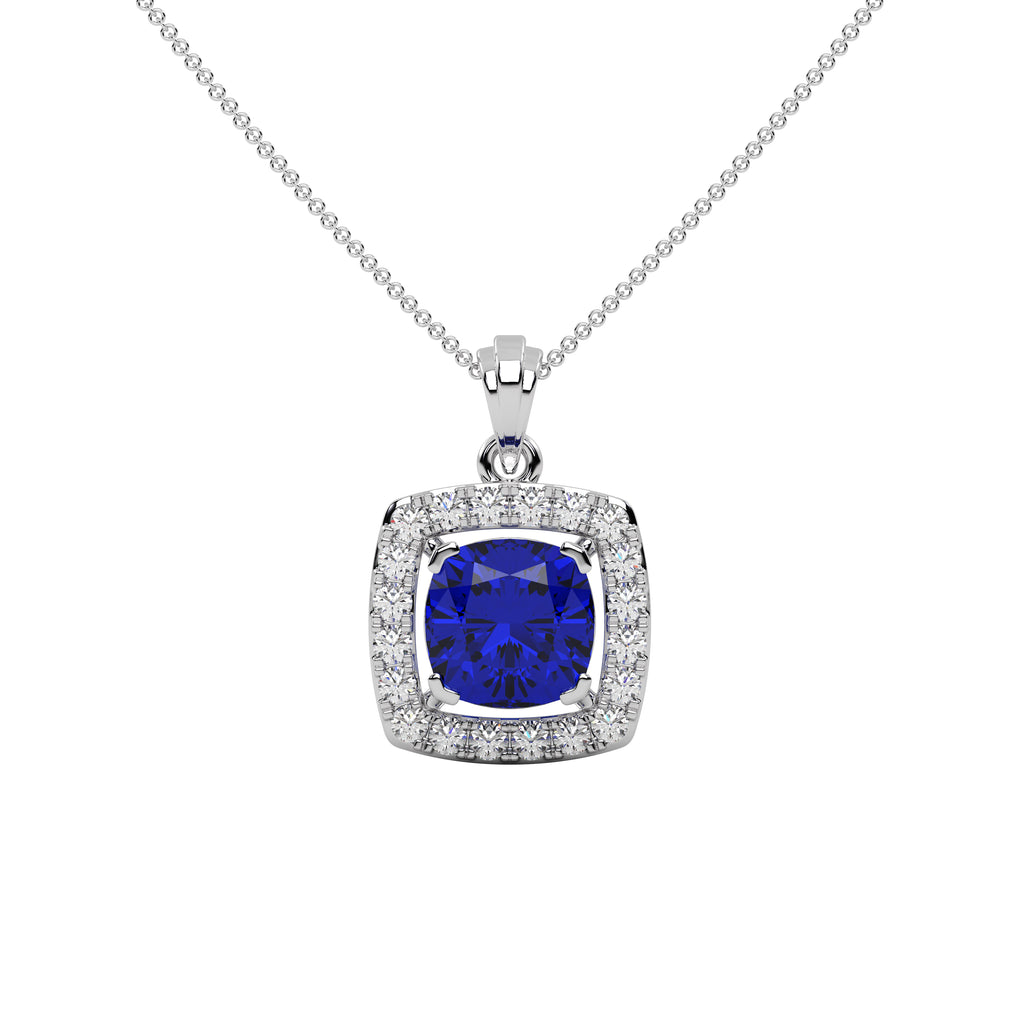 Cushion Cut Blue Sapphire Pendant