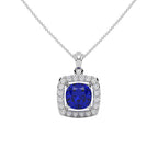 Cushion Cut Blue Sapphire Pendant