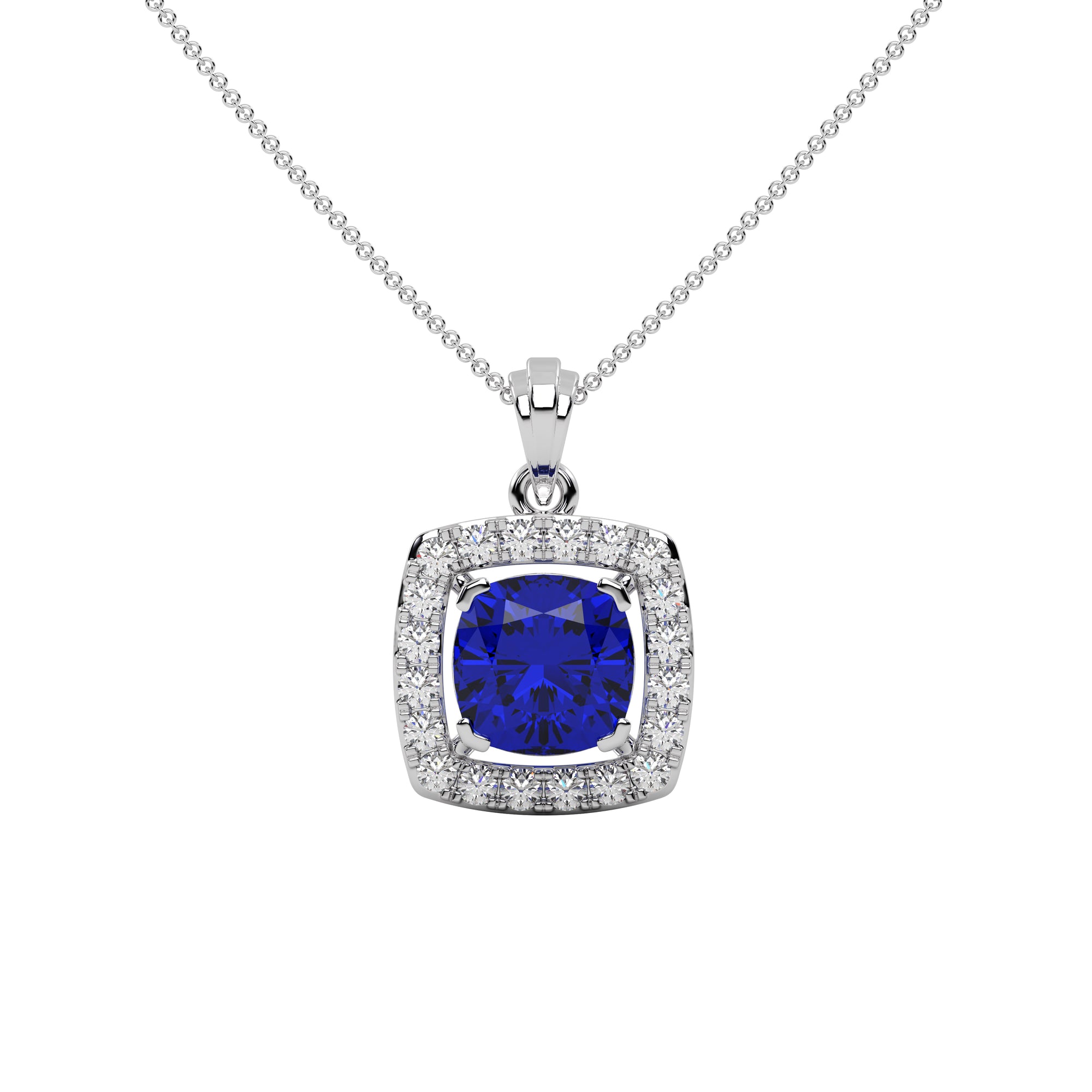 Cushion Cut Blue Sapphire Pendant