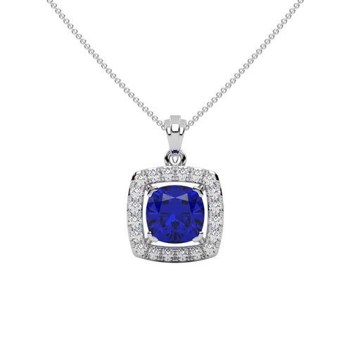 Cushion Cut Blue Sapphire Pendant