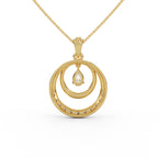 Dual Circle Pear Stone Silver Pendant