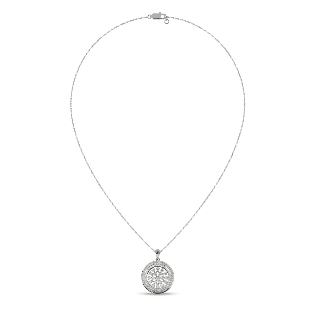 Chamfer Round Pave Pendant