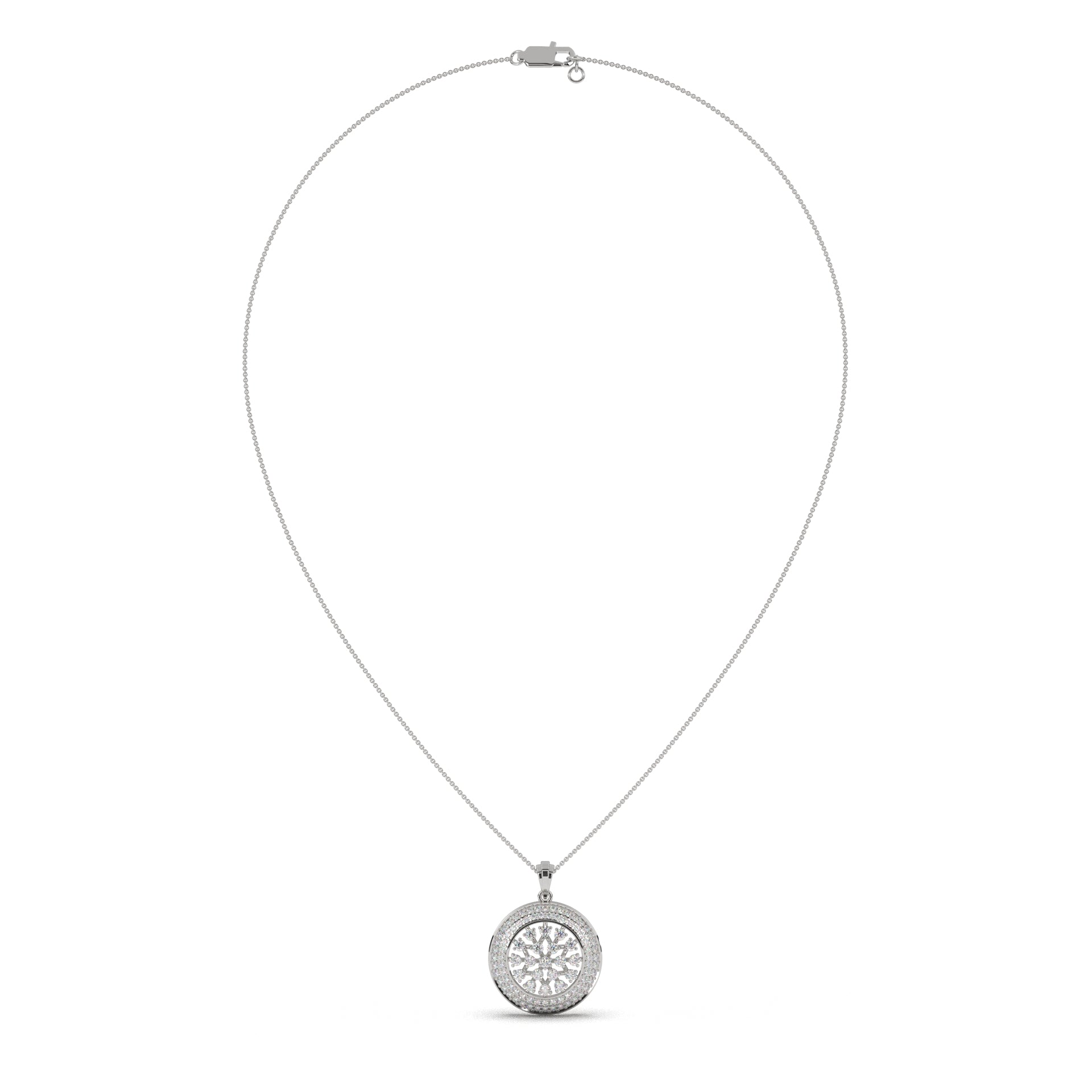 Chamfer Round Pave Pendant
