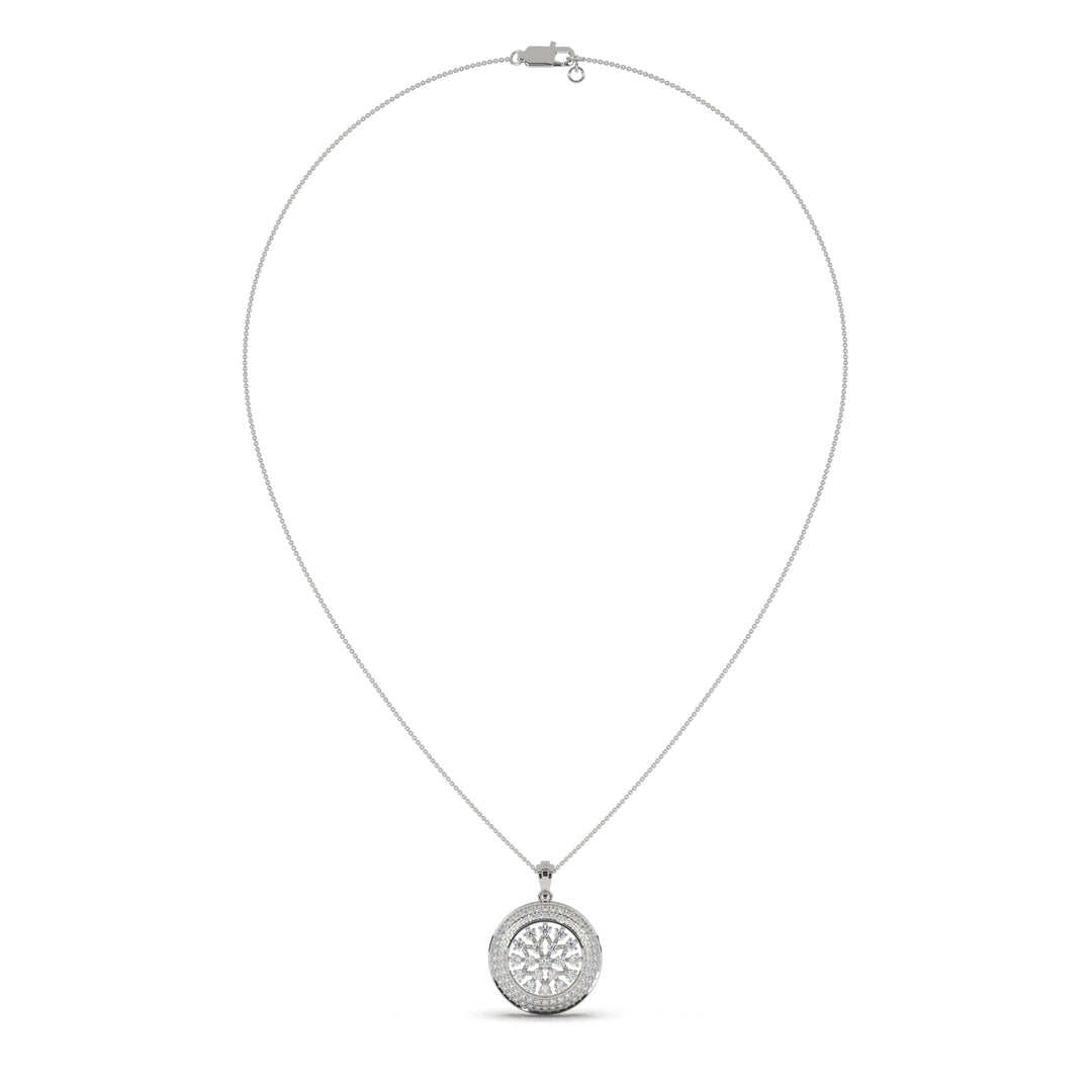 Chamfer Round Pave Pendant