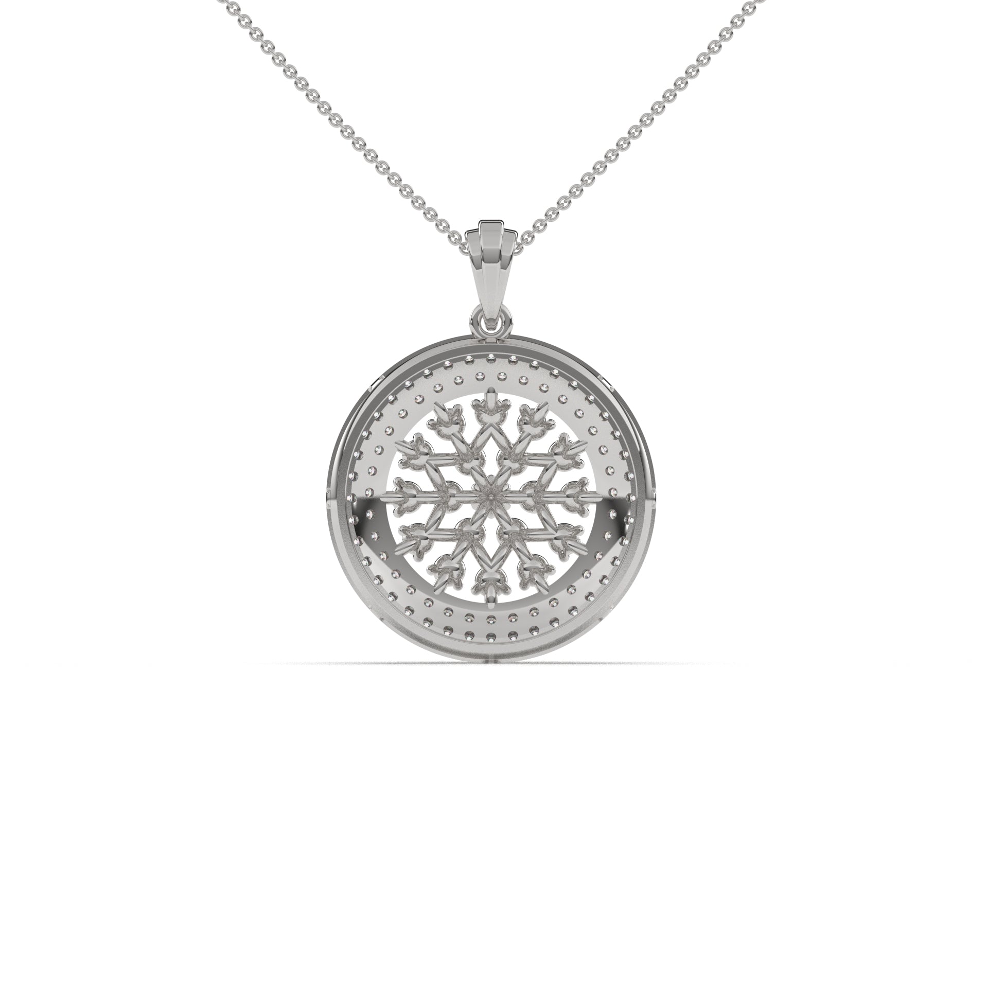 Chamfer Round Pave Pendant