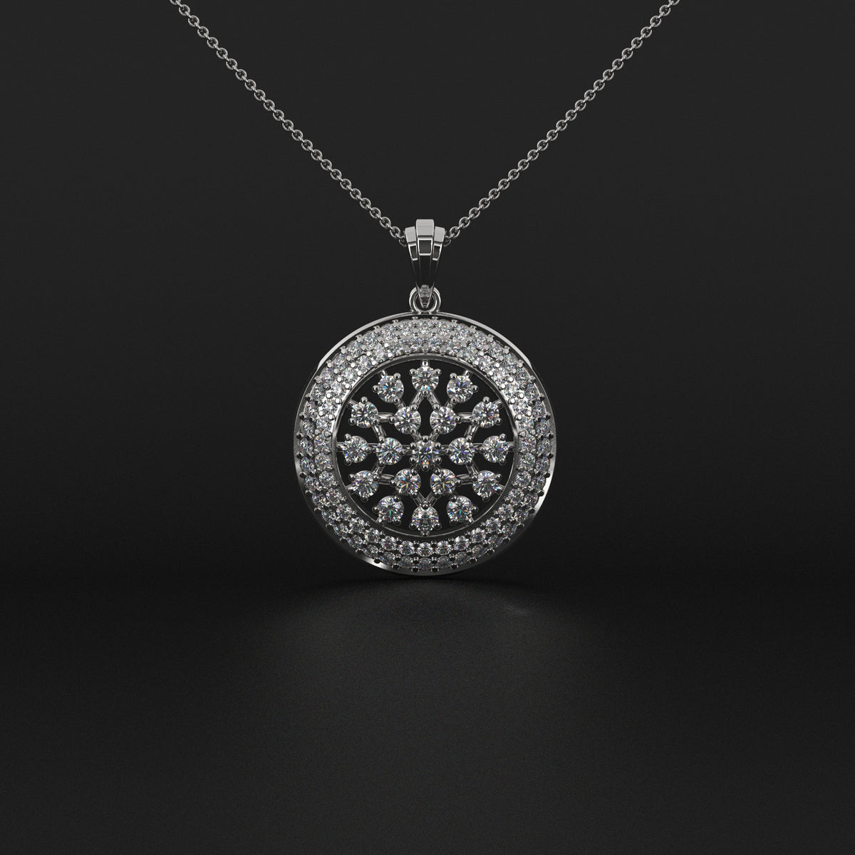 Chamfer Round Pave Pendant