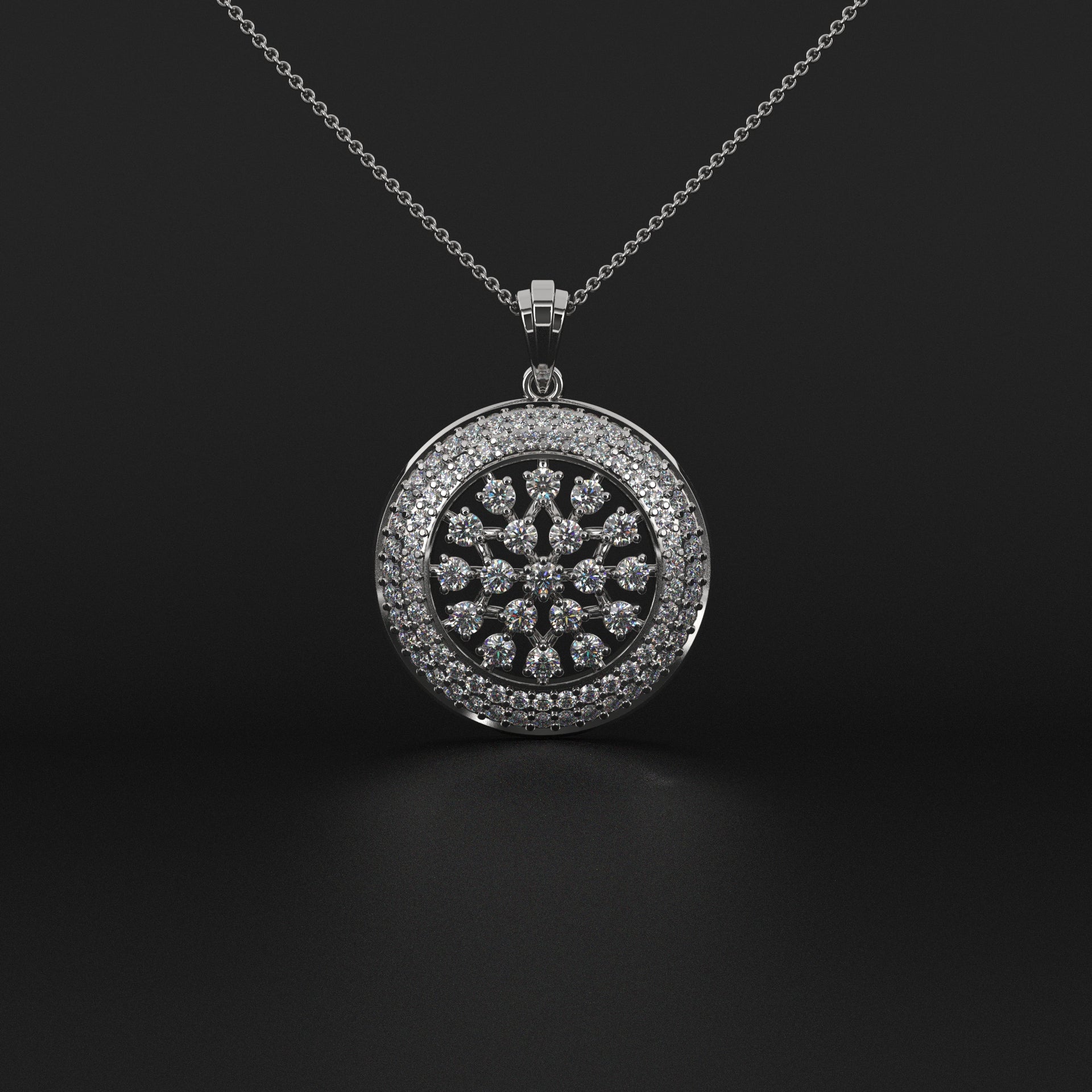Chamfer Round Pave Pendant
