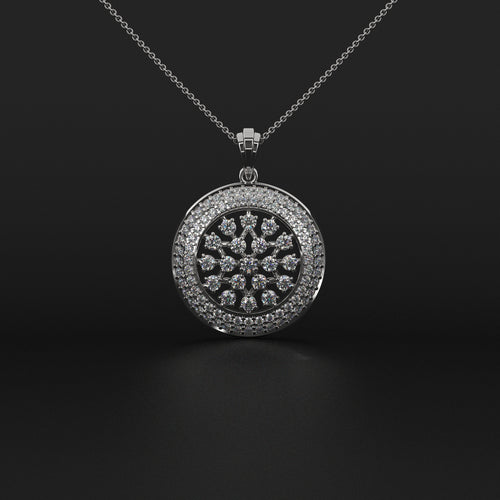Chamfer Round Pave Pendant