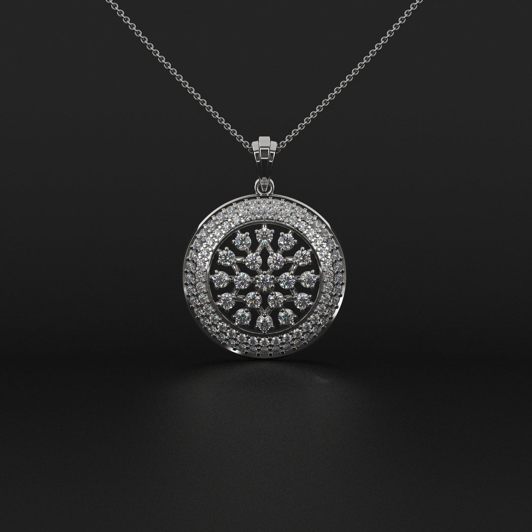 Chamfer Round Pave Pendant
