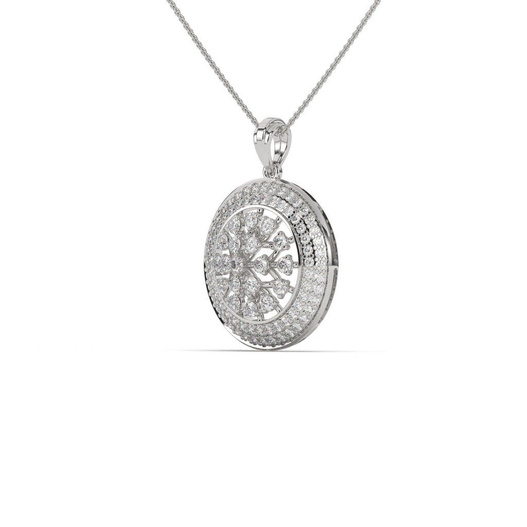 Chamfer Round Pave Pendant