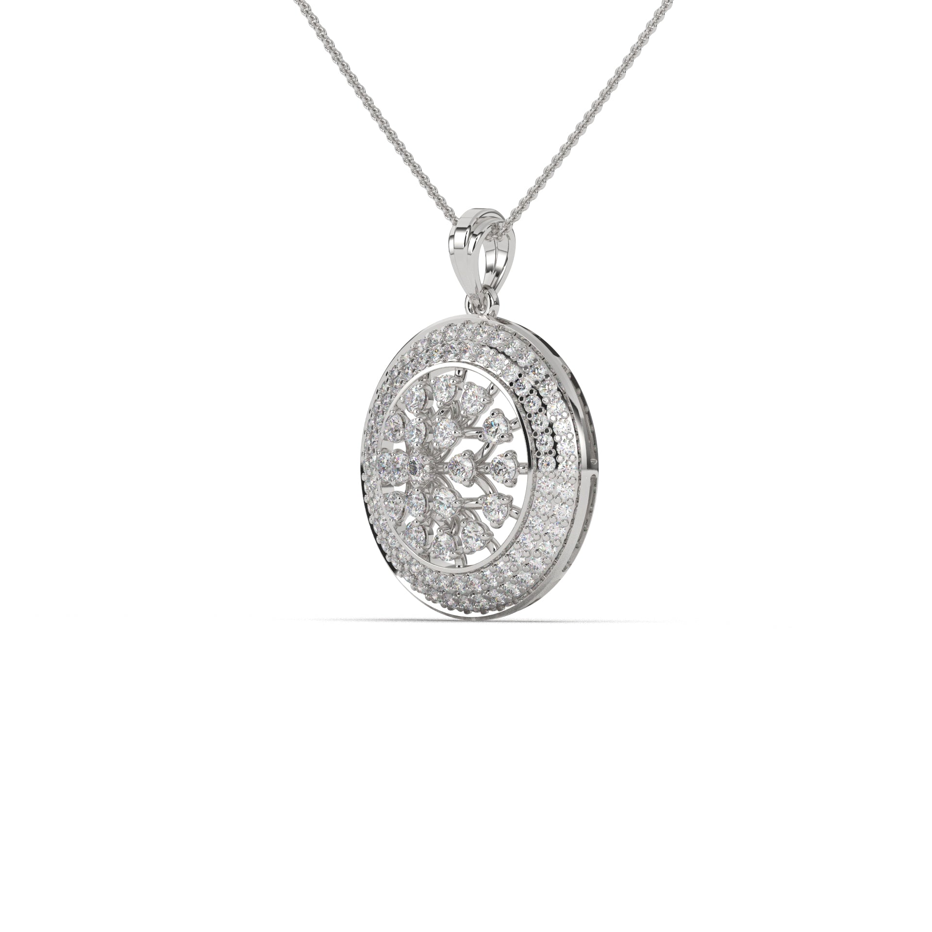 Chamfer Round Pave Pendant