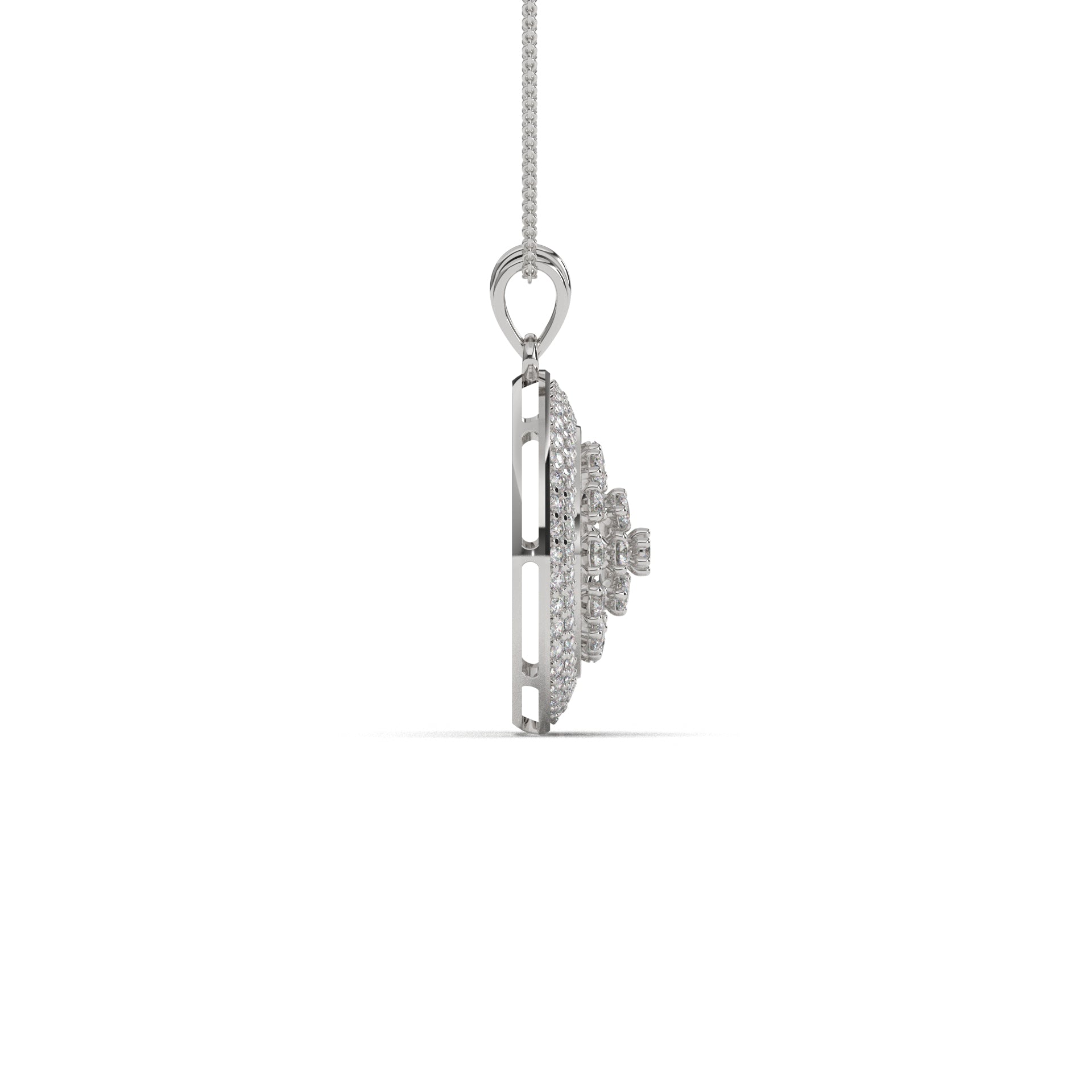 Chamfer Round Pave Pendant