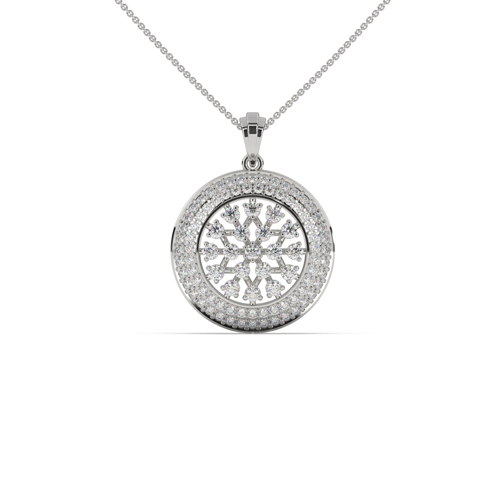 Chamfer Round Pave Pendant