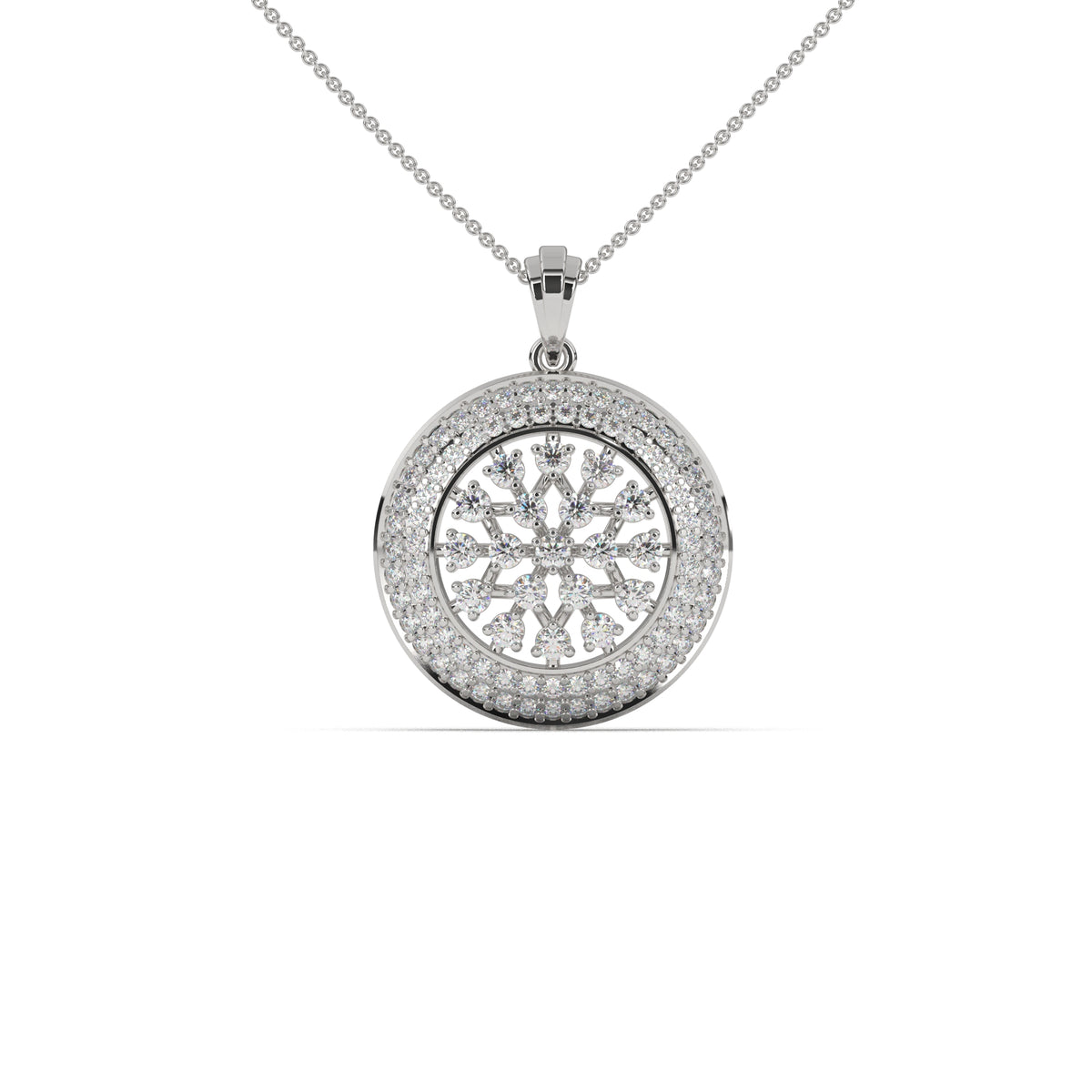 Chamfer Round Pave Pendant