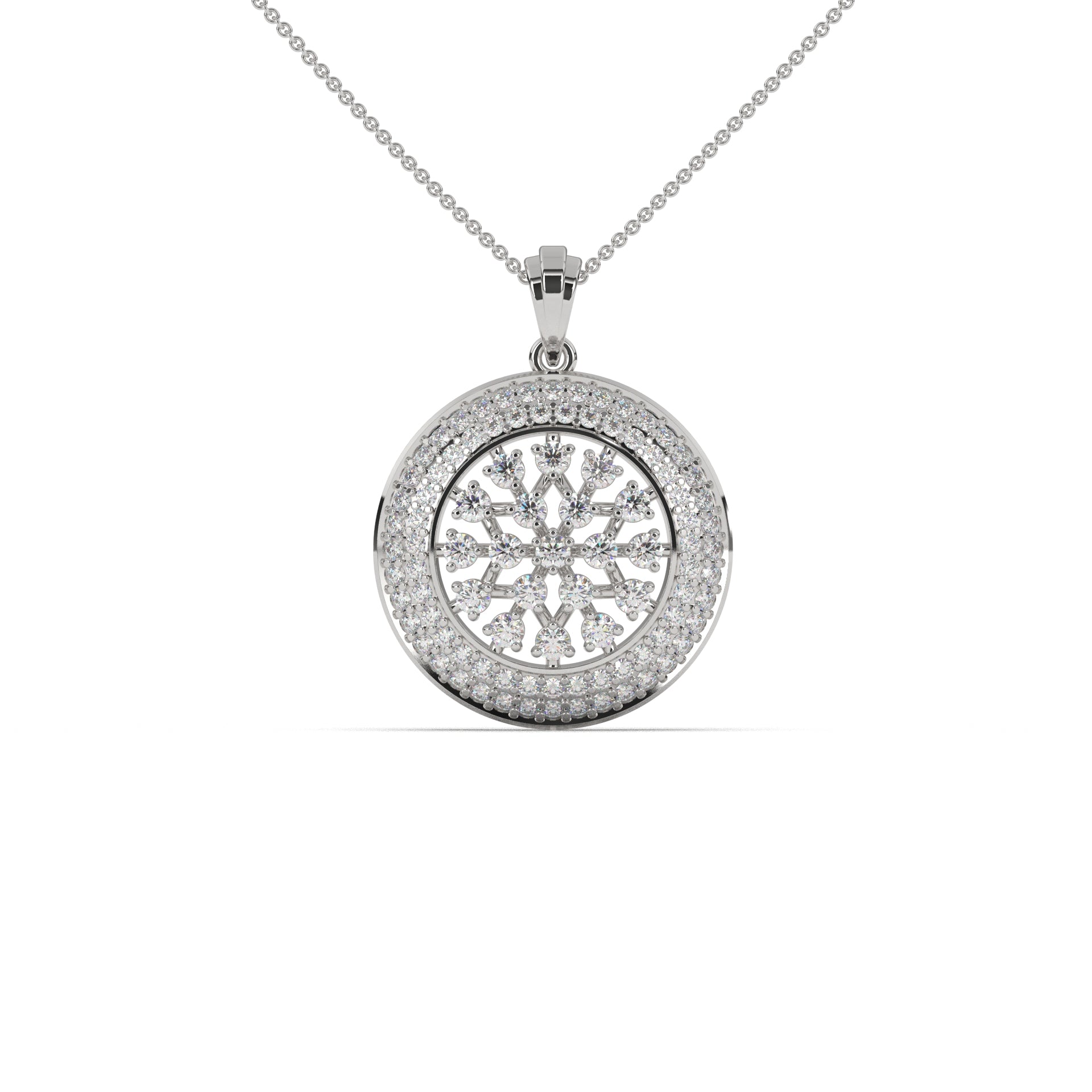 Chamfer Round Pave Pendant