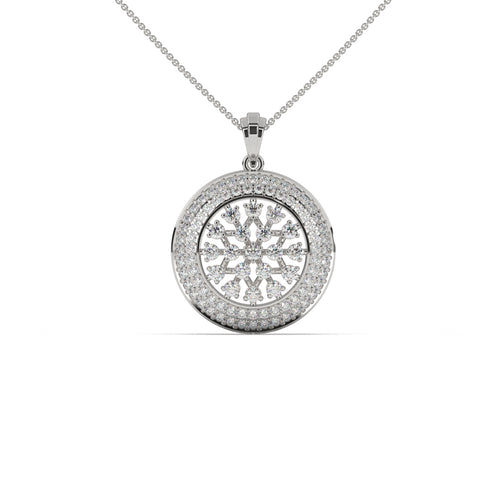 Chamfer Round Pave Pendant
