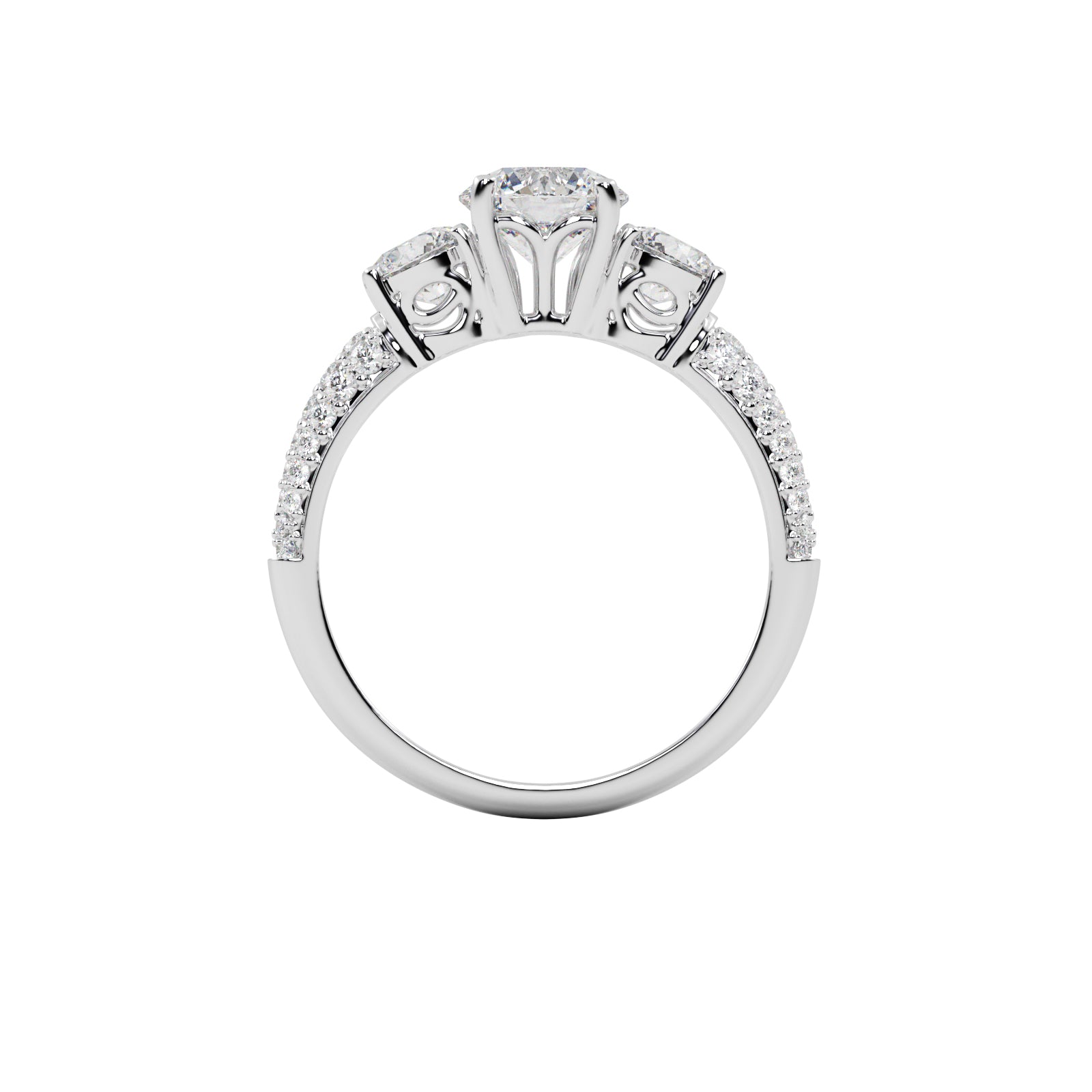 Royal Crown Tri Stone Engagement Ring