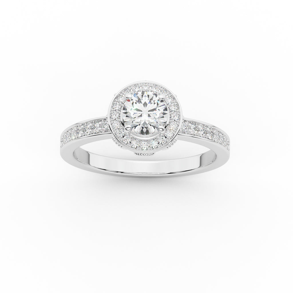 Micro Pave Halo Engagement Ring
