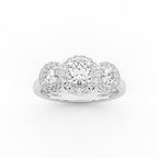 Tri Stone Halo Cocktail Ring