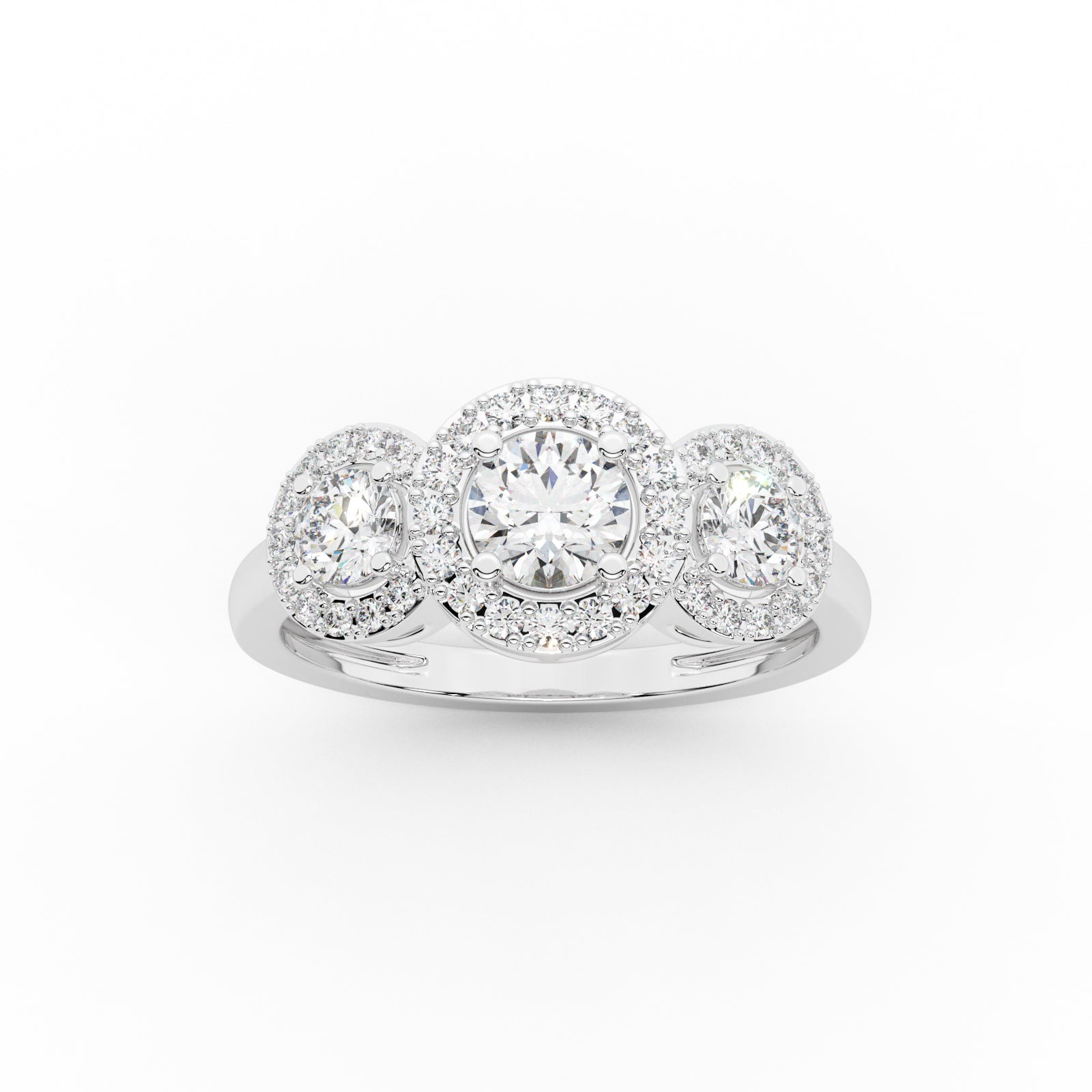 Tri Stone Halo Cocktail Ring