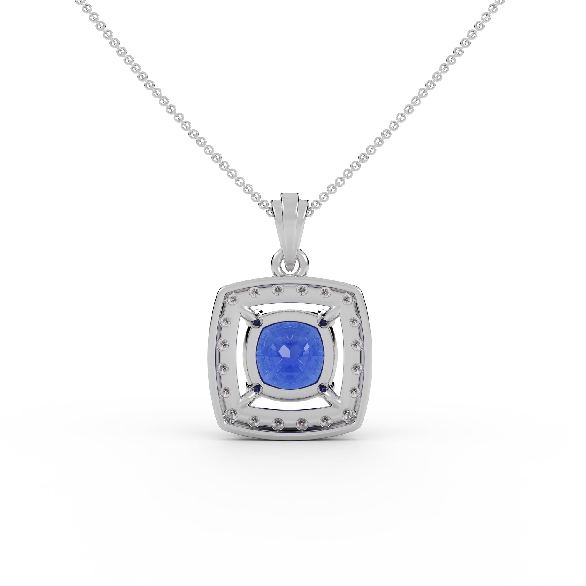 Cushion Cut Blue Sapphire Pendant