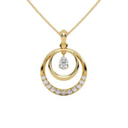 Dual Circle Pear Stone Silver Pendant