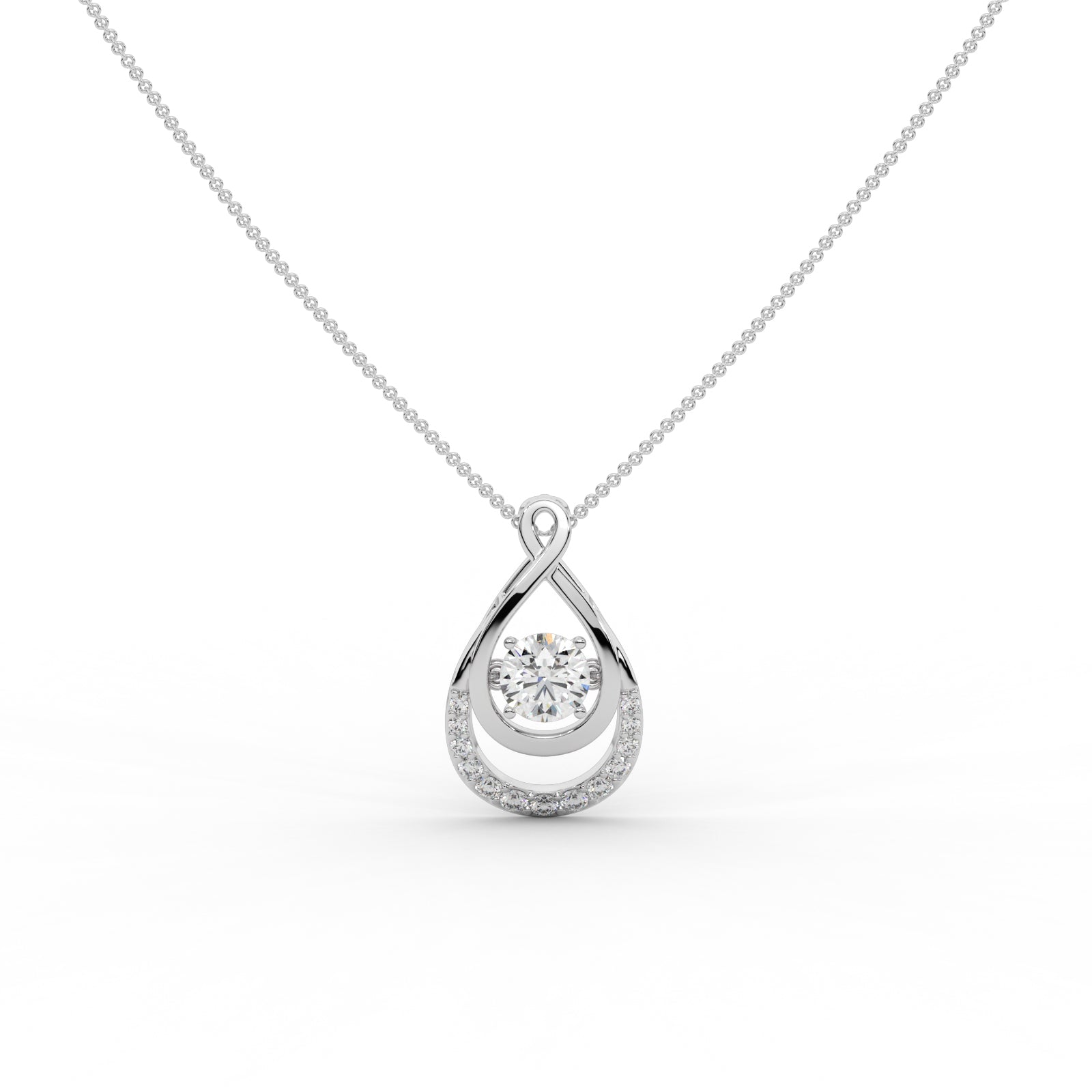 Dancing Solitaire Infinity Pendant