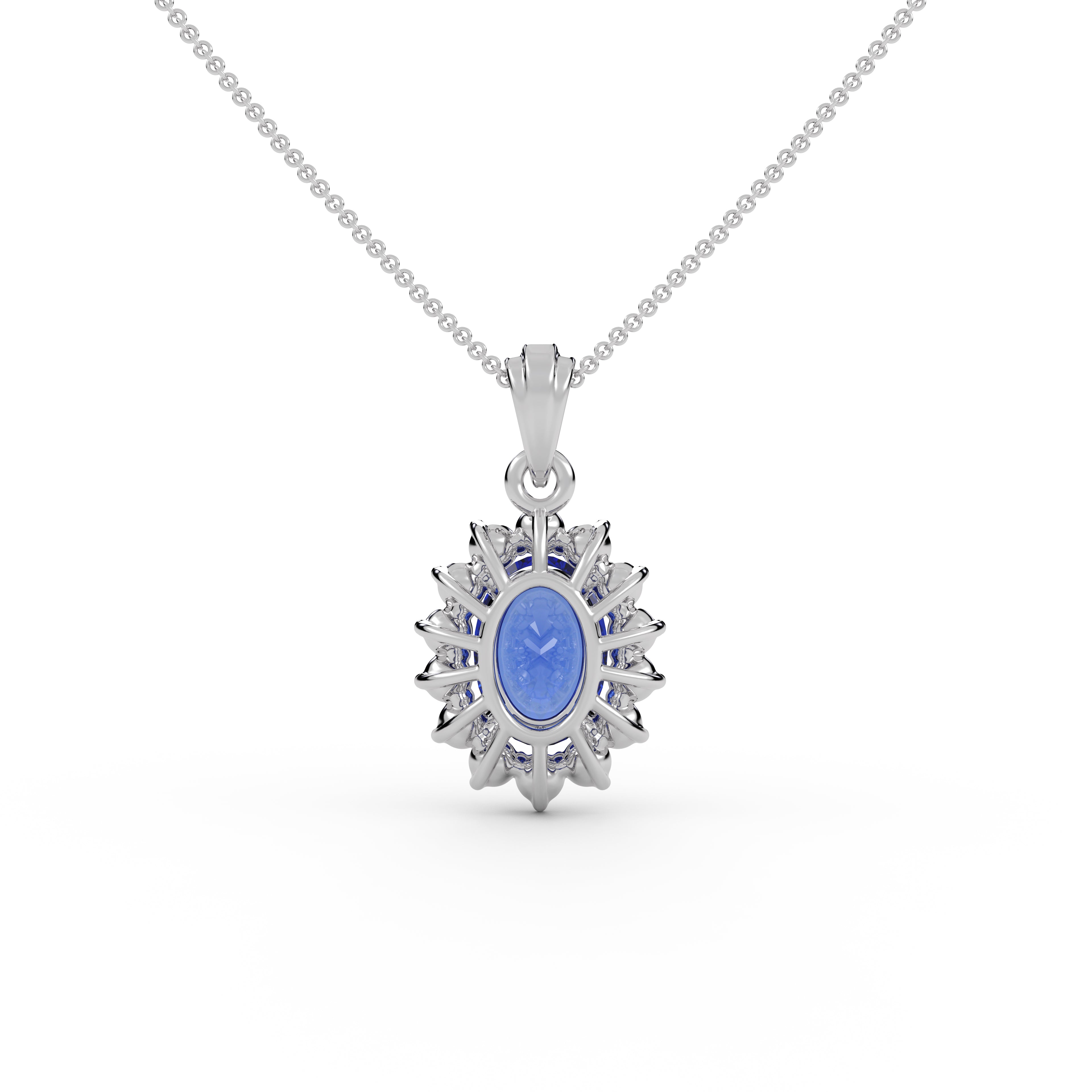 Blue Sapphire Halo Solitaire Pendant