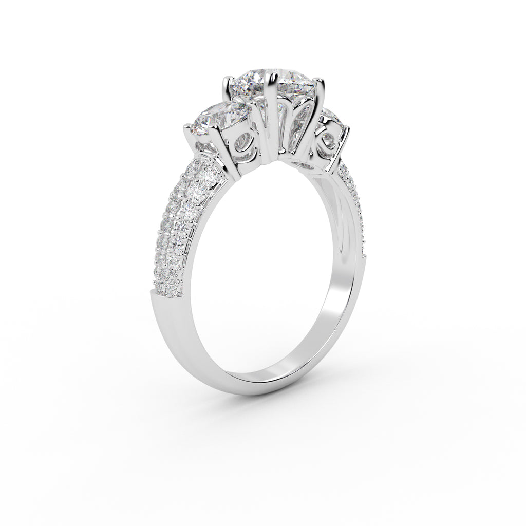 Royal Crown Tri Stone Engagement Ring