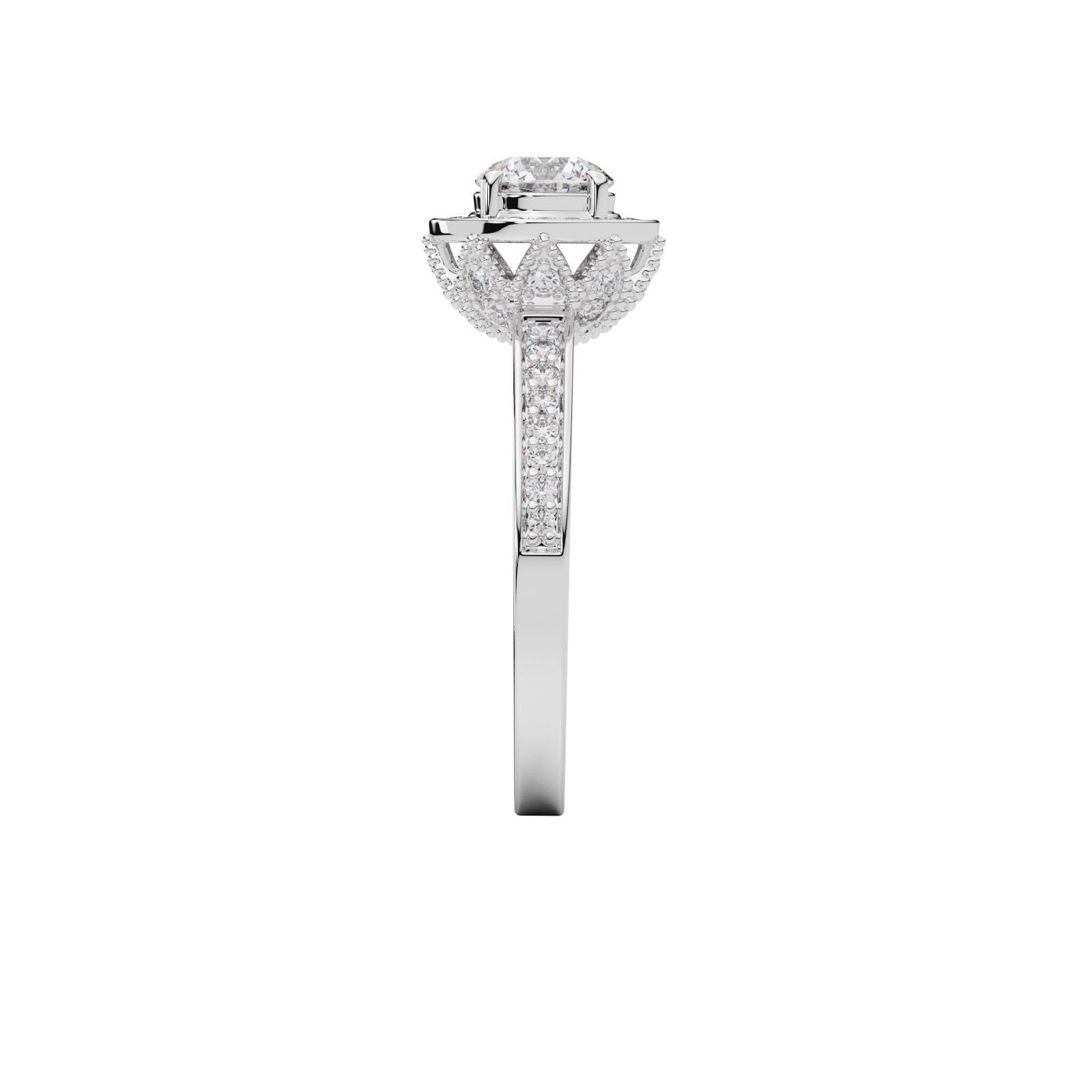Micro Pave Halo Engagement Ring