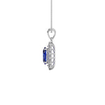 Load image into Gallery viewer, Blue Sapphire Halo Solitaire Pendant
