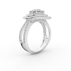 Double Halo Split Shank Engagement Ring