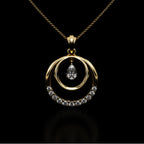 Dual Circle Pear Stone Silver Pendant